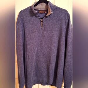 Tasso Elba XL Pullover Cotton Sweater Blue and Gray Men's Date Night Casual